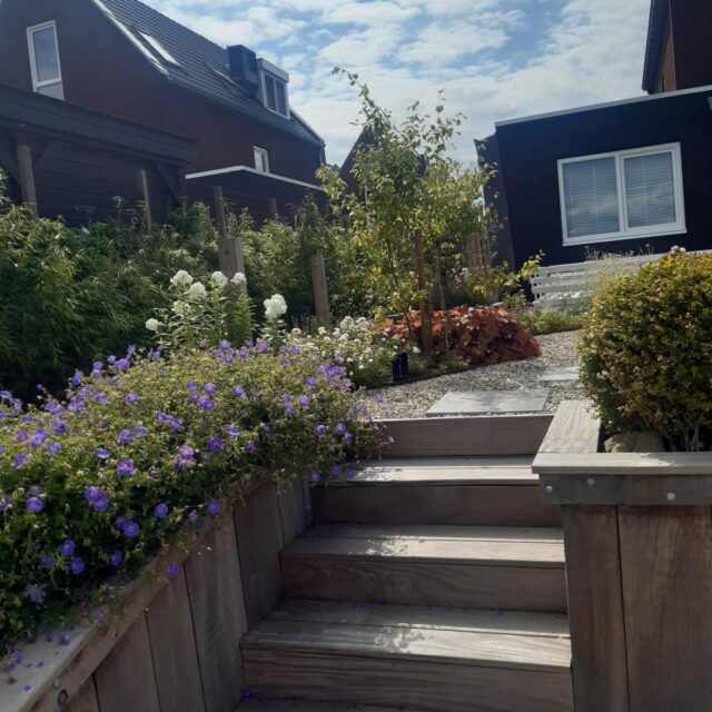 vlonder met maatwerk hardhouten trap